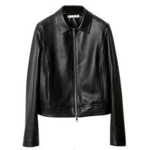 Vince Lamb Leather Moro Jacket with Shearling Collar - XS Black - RARE